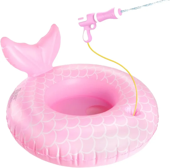 MSHJA-Mermaid Pool Float Toys with Water Gun for Girls Kids 3-5 Years Old, Inflatable Pool Floats for Toddlers Swim Floats Kids Beach Toys - Image 1