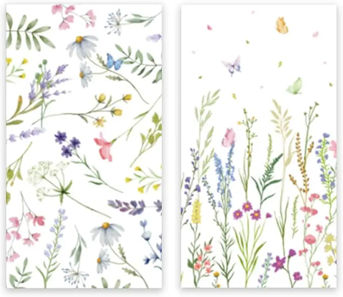 61rkOMiaFML._AC_SX679 100 Sheets Spring Wildflower Napkins, Floral Disposable Paper Napkins with Flower Butterfly for Spring Wedding Birthday Tea Party Supplies 4.3"×7.9" - Image 1