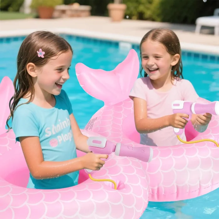 MSHJA-Mermaid Pool Float Toys with Water Gun for Girls Kids 3-5 Years Old, Inflatable Pool Floats for Toddlers Swim Floats Kids Beach Toys - Image 2