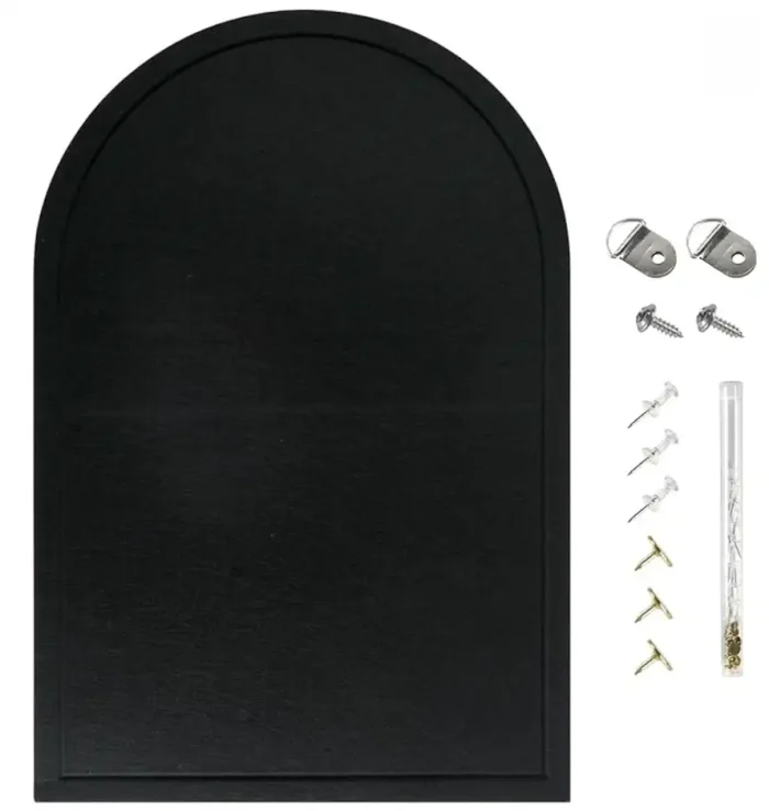 1_副本 Arched Felt Bulletin Board, Sized 23.6" x 17.3" Cork Board Alternative Grooved Edge Foldable for Office & Wall, Customizable Adhesive Tiles with Pins Hooks for Photo Display School Home Office, Black - Image 1