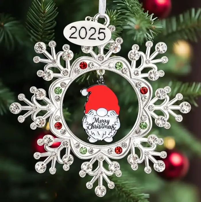 1_副本 2026 Dated Metal Snowflake Gnome Christmas Ornaments for Tree Decorations DIY Craft Winter Snowflake Keepsake Gifts Home Party Decor - Image 1
