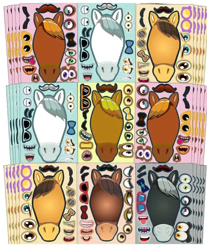 1_副本 OuMuaMua 30pcs Kids Birthday Party Favors - Make Your Own Horse Stickers, Spirit Horse Toy Stickers for Kids Birthday Party Game Activities Decorations - Image 1