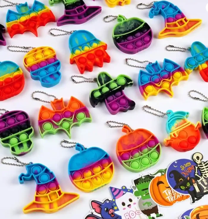 1_副本 AMUHUA Christmas Party Favors for Kids - 24 Pack Mini Pop Fidget Keychain with Gift Cards for Toddler Kids Classroom Gifts Stocking Stuffers Treats - Image 1