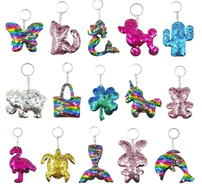 1_副本 GuassLee 15Pcs Flip Sequin Keychain for Kids Girls Party Favors, Backpack Unicorn Mermaid Keychains Bulk for Kids Classroom Carnival Prizes Goody Bag Stuffers Valentine's day Birthday Party Gifts - Image 1