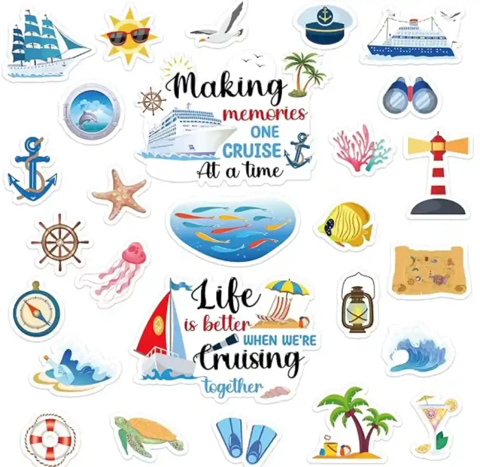Cruise Door Decorations Magnetic, 27 Pcs Large Nautical Cruise Ship Magnets for Door Funny Carnival Sea Navigation Door Magnets for Door Decorations Fridge Car Cabin Party Supplies - Image 1
