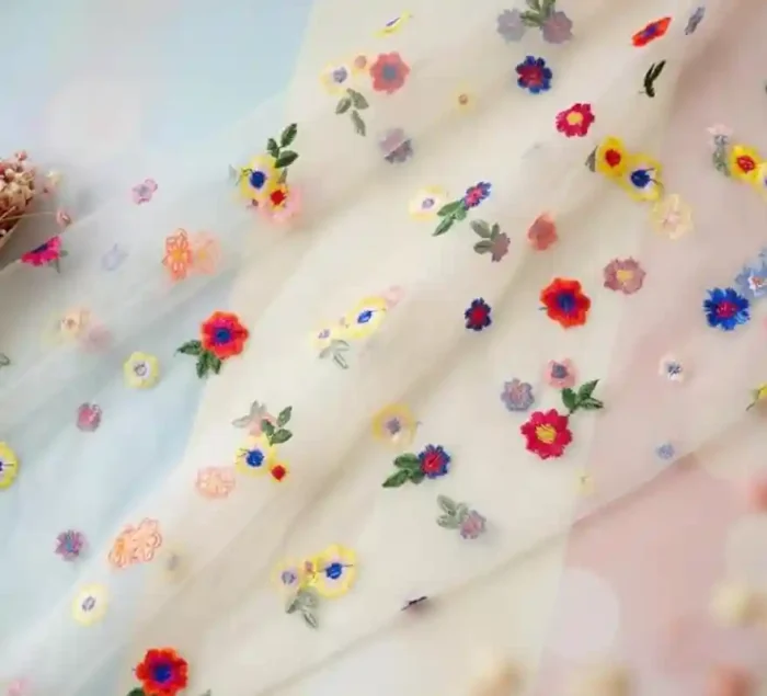 MSHJA-Floral Backdrop Curtain, Champagne Daisy Tulle Flower Embroidery Backdrop Curtain for Spring Summer Easter Wedding Birthday Floral Party Photo Shoot Decorations, 6.5ft×4.9ft - Image 4