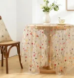 MSHJA-Floral Backdrop Curtain, Champagne Daisy Tulle Flower Embroidery Backdrop Curtain for Spring Summer Easter Wedding Birthday Floral Party Photo Shoot Decorations, 6.5ft×4.9ft - Image 3