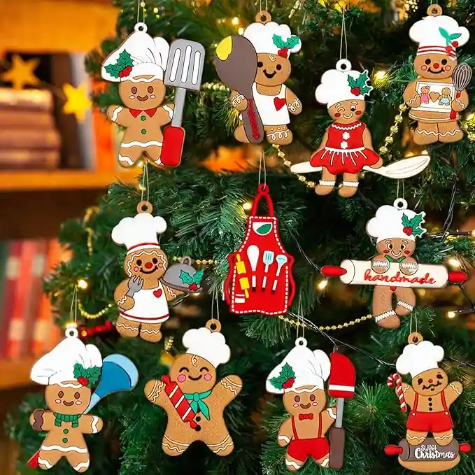 81jiGLBVR4L._AC_SX679__副本 12pcs Gingerbread Christmas Decoration for Tree - Cooking Gingerbread Man Ornaments Christmas Hanging Decor for Xmas Tree Home Kitchen Decor Party Supplies - Image 1