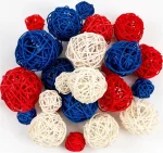 MSHJA-GuassLee 18pcs 4th of July Patriotic Decorative Balls Rattan Decoration - Red Blue White Balls for Independence Day Home Decor Craft Vase Bowl Filler Table Party Supplies Decorations