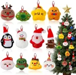 MSHJA-Christmas Tree Plush Ornaments, 12 Pcs Small Plush Christmas Hanging Ornaments Set, Soft Mini Stuffed Animal Toys for Mini Xmas Tree Hanging Decorations Supplies